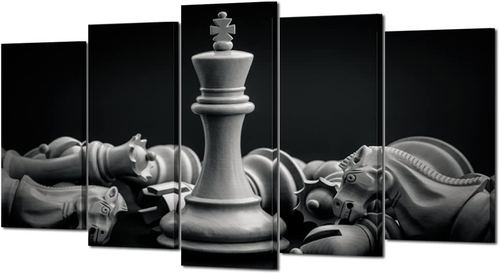 King and Knight of Chess Wall Decor, 5 Piece Combined Canvas Set 60