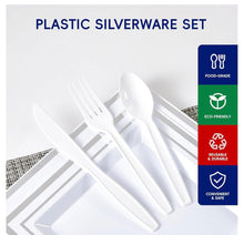 Load image into Gallery viewer, Plastic Cutlery Set, White Disposable Plastic Flatware, Heavy Duty, 360 Count
