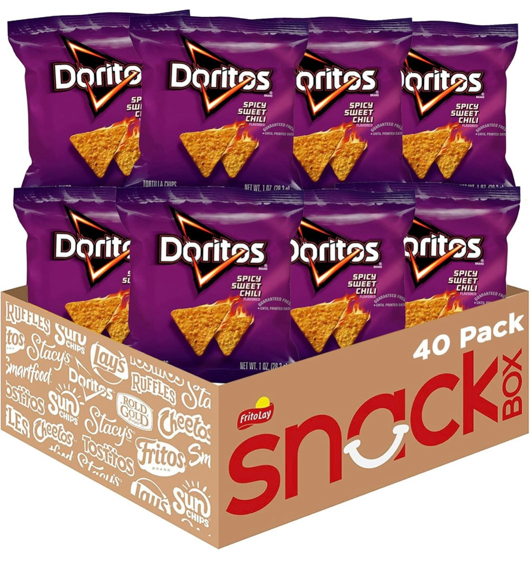 Doritos Spicy Sweet Chili Flavor Tortilla Chips, 1 oz Bags, Pack of 40