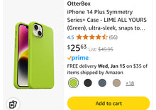 Load image into Gallery viewer, OtterBox Case for iPhone 14 Plus, MagSafe &amp; Wireless Charging Compatible, Lime Green
