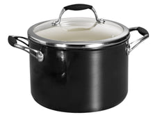 Load image into Gallery viewer, 6 Quart Deluxe Gourmet Ceramica Covered Stock Pot with Lid, Metallic Black
