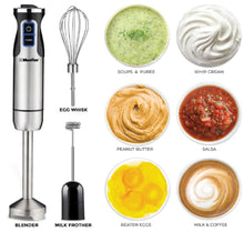 Load image into Gallery viewer, 9-Speed Immersion Hand Blender, Durable 304 Stainless Steel, with Whisk &amp; Milk Frother
