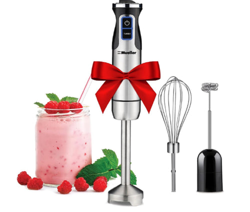 9-Speed Immersion Hand Blender, Durable 304 Stainless Steel, with Whisk & Milk Frother