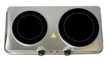 Load image into Gallery viewer, Ceramic Double Burner Stove, Portable Electric Infrared Cooktop, 18&quot; x 9.25&quot; x 2.75”
