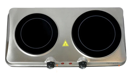 Ceramic Double Burner Stove, Portable Electric Infrared Cooktop, 18