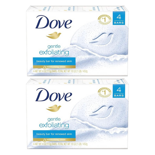 Dove Gentle Exfoliating and Moisturizing Beauty Bars, 8 Bars of Soap, 4 oz Each