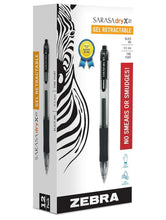 Load image into Gallery viewer, Zebra Retractable Gel Pens, Fine Point, 0.5mm, Black Ink, 12 Pack
