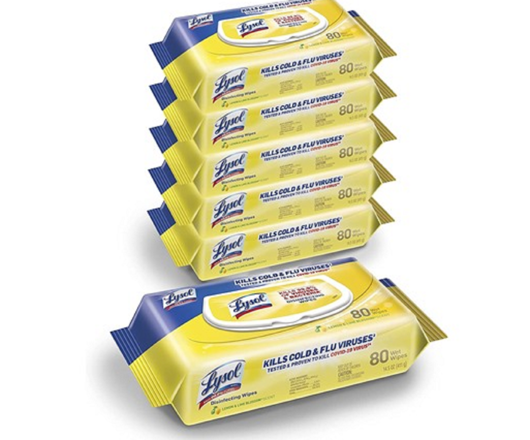 Lysol Disinfectant Handi-Pack Wipes, Lemon and Lime Blossom, 80 Count, Pack of 6