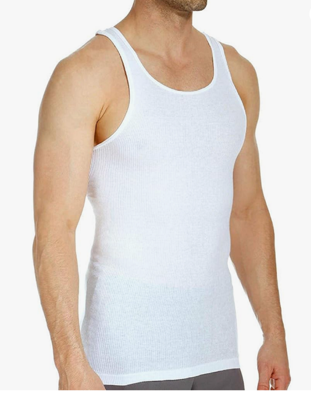 Men's Tank Top  A-Shirts, Under Shirts for Men, 100% Cotton, White, XXL, Pack of 4