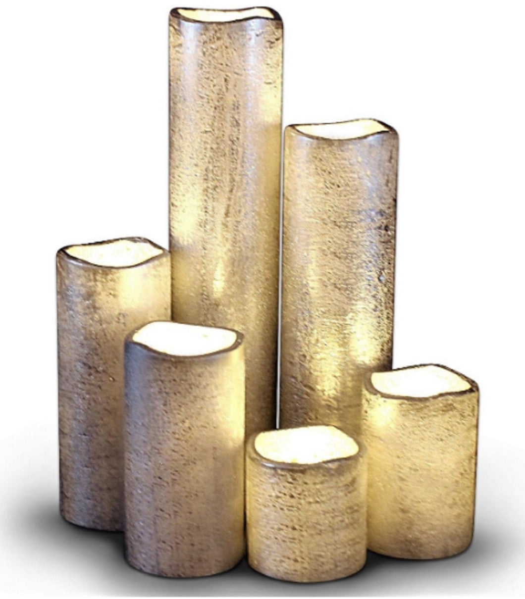 Flameless LED Candles Set of 6, with Battery Operated Timer, Slim Tower Design