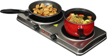 Load image into Gallery viewer, Ceramic Double Burner Stove, Portable Electric Infrared Cooktop, 18&quot; x 9.25&quot; x 2.75”
