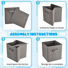 Load image into Gallery viewer, 11&quot; Collapsible Storage Bins, Foldable Fabric Cube Organizers, Set of 12, Grey 
