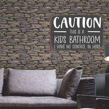 Load image into Gallery viewer, Bathroom Caution Wall Decor, 12&quot;x 8&quot; Vintage Metal Tin Sign, Humor Signage, Black &amp; White 
