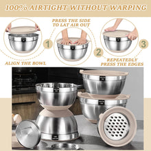 Load image into Gallery viewer, Stainless Steel Mixing Bowls with Airtight Lids, Grater Attachments &amp; Kitchen Utensils, 26 Piece Set, Khaki
