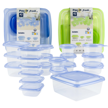 Load image into Gallery viewer, 42 Piece Plastic Food Storage Set with Lids, Reusable Food Container Set, BPA Free, Blue and Green Variations
