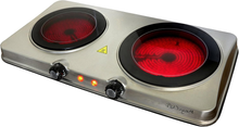 Load image into Gallery viewer, Ceramic Double Burner Stove, Portable Electric Infrared Cooktop, 18&quot; x 9.25&quot; x 2.75”
