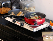 Load image into Gallery viewer, Ceramic Double Burner Stove, Portable Electric Infrared Cooktop, 18&quot; x 9.25&quot; x 2.75”
