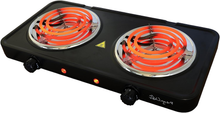 Load image into Gallery viewer, Portable Electric Dual Coil Burner, Lightweight Cooktop 18&quot; x 9.5&quot; x 2&quot; Inches, Matte Black
