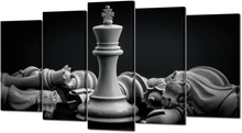 Load image into Gallery viewer, King and Knight of Chess Wall Decor, 5 Piece Combined Canvas Set 60&quot; x 32&quot;, Black &amp; White 
