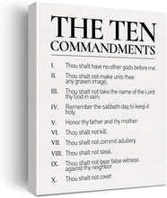 Load image into Gallery viewer, The 10 Commandments Wall Decor, 15&quot; x 11.5&quot; Framed Canvas Print, White &amp; Black
