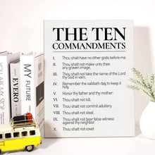 Load image into Gallery viewer, The 10 Commandments Wall Decor, 15&quot; x 11.5&quot; Framed Canvas Print, White &amp; Black
