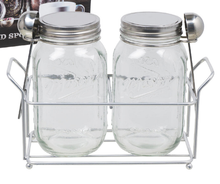 Load image into Gallery viewer, Mason Jar Set, 32 Oz Glass Jars with Lids, Includes 2 Spoons and Storage Caddy
