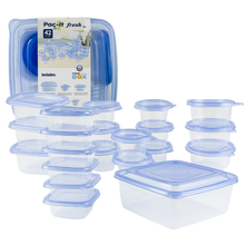 Load image into Gallery viewer, 42 Piece Plastic Food Storage Set with Lids, Reusable Food Container Set, BPA Free, Blue and Green Variations
