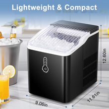 Load image into Gallery viewer, Countertop Ice Maker, Portable Self-Cleaning Ice Machine, Black
