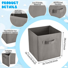 Load image into Gallery viewer, 11&quot; Collapsible Storage Bins, Foldable Fabric Cube Organizers, Set of 12, Grey 
