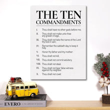 Load image into Gallery viewer, The 10 Commandments Wall Decor, 15&quot; x 11.5&quot; Framed Canvas Print, White &amp; Black
