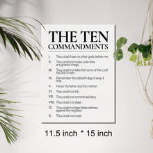 Load image into Gallery viewer, The 10 Commandments Wall Decor, 15&quot; x 11.5&quot; Framed Canvas Print, White &amp; Black
